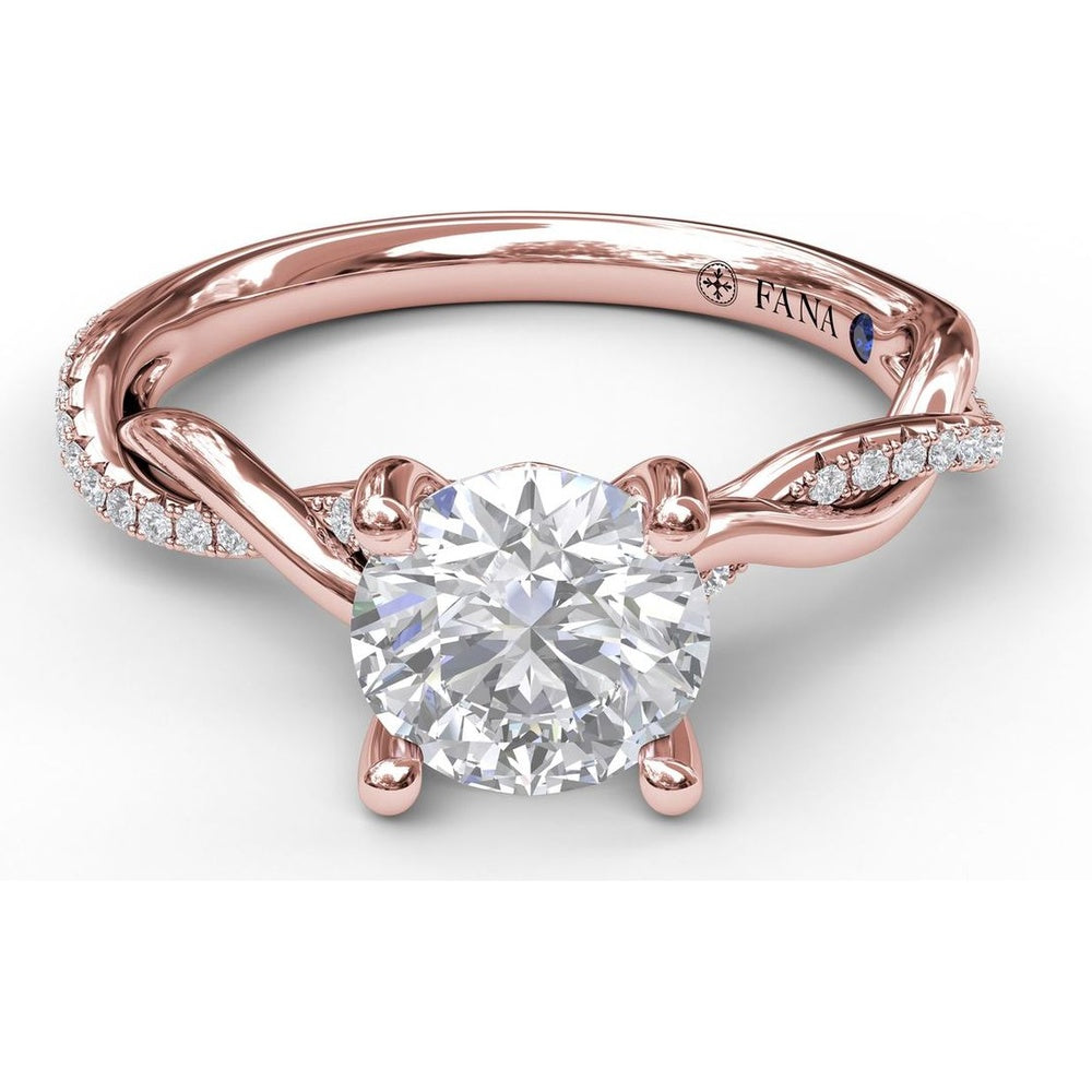 Twisted Engagement Ring Setting with Hidden Halo and Pavé Interwoven Band by Fana - 0.14 Carat Total Diamond Weight