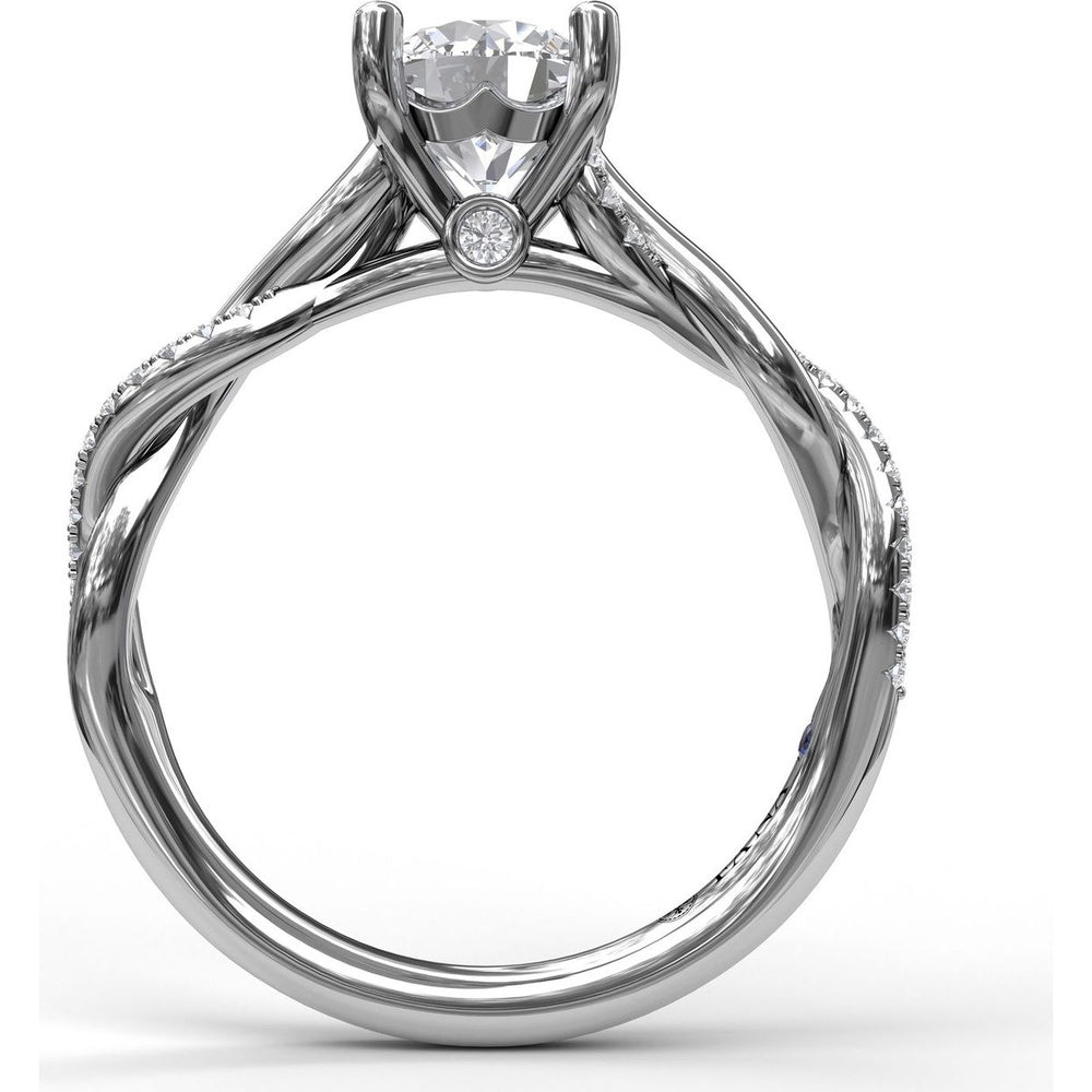 Twisted Engagement Ring Setting with Hidden Halo and Pavé Interwoven Band by Fana - 0.14 Carat Total Diamond Weight