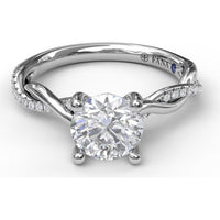 Twisted Engagement Ring Setting with Hidden Halo and Pavé Interwoven Band by Fana - 0.14 Carat Total Diamond Weight