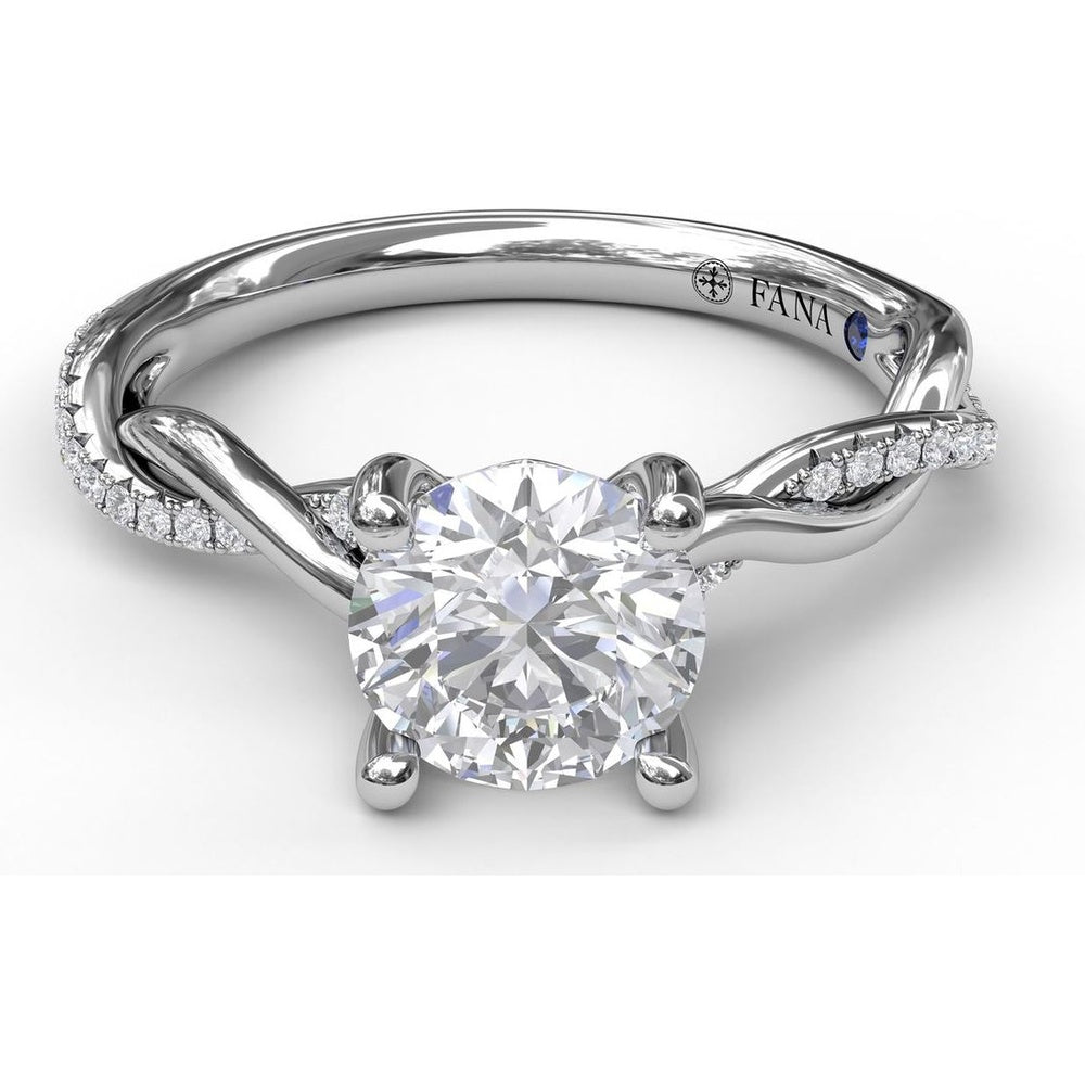 Twisted Engagement Ring Setting with Hidden Halo and Pavé Interwoven Band by Fana - 0.14 Carat Total Diamond Weight