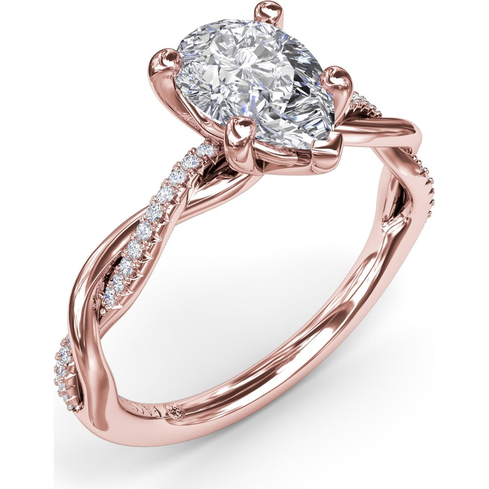 Twisted Engagement Ring Setting with Pavé Diamond Accents by Fana - 0.10 Carat Total Diamond Weight