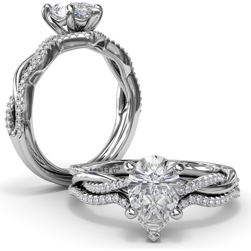 Twisted Engagement Ring Setting with Pavé Diamond Accents by Fana - 0.10 Carat Total Diamond Weight