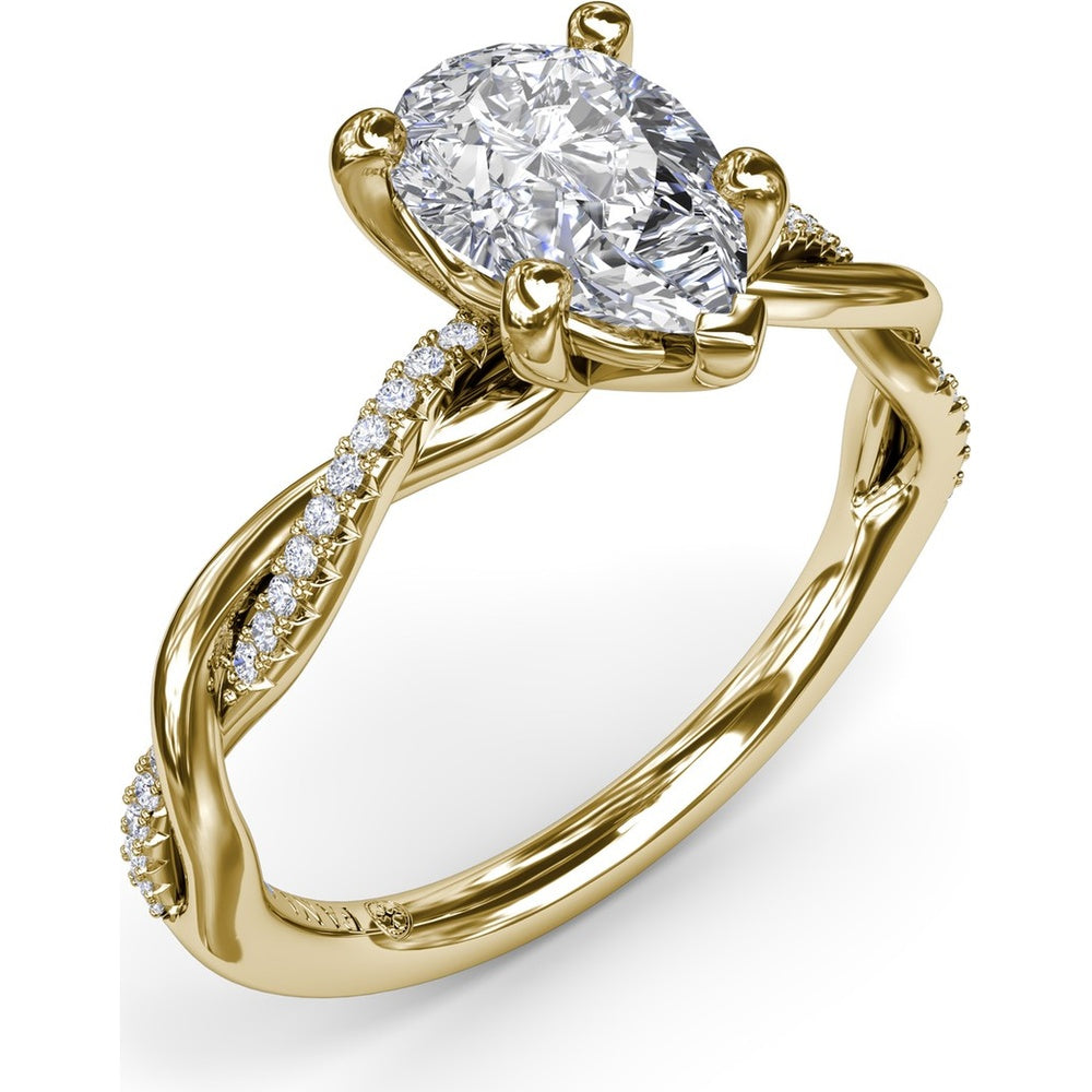 Twisted Engagement Ring Setting with Pavé Diamond Accents by Fana - 0.10 Carat Total Diamond Weight