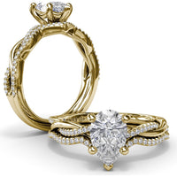 Twisted Engagement Ring Setting with Pavé Diamond Accents by Fana - 0.10 Carat Total Diamond Weight