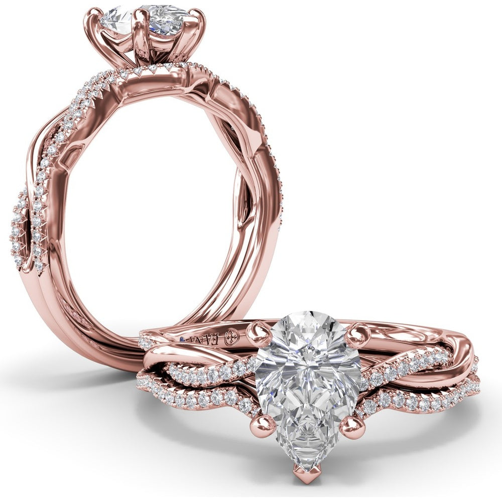 Twisted Engagement Ring Setting with Pavé Diamond Accents by Fana - 0.10 Carat Total Diamond Weight