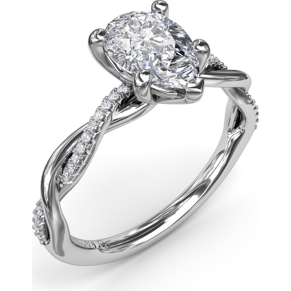 Twisted Engagement Ring Setting with Pavé Diamond Accents by Fana - 0.10 Carat Total Diamond Weight