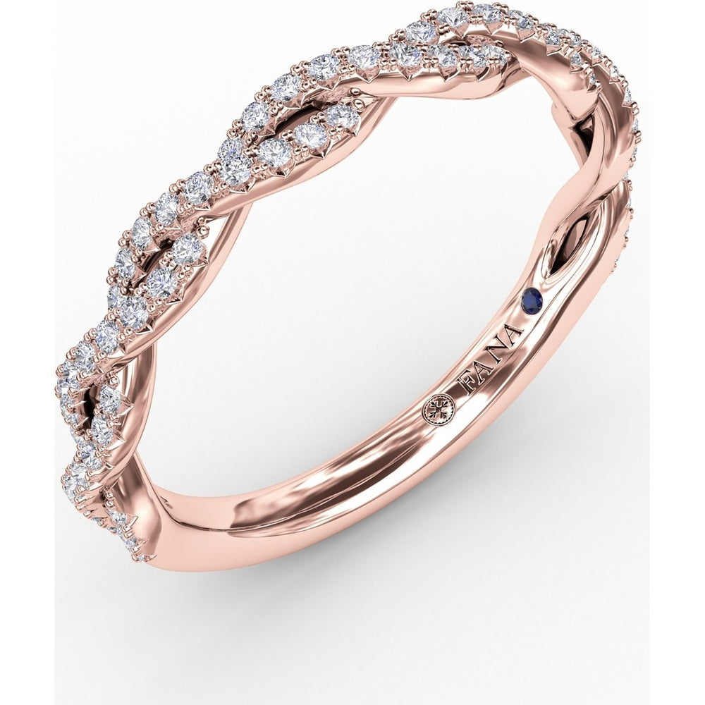 Twisted French Pavé Diamond Band with Round Diamonds by Fana - 0.28 Carat Total Diamond Weight