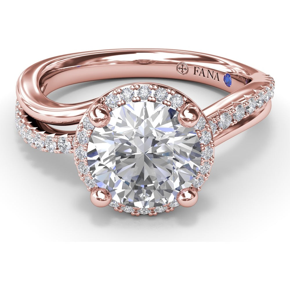 Twisted Halo Engagement Ring Setting with Round Diamonds by Fana - 0.30 Carat Total Diamond Weight