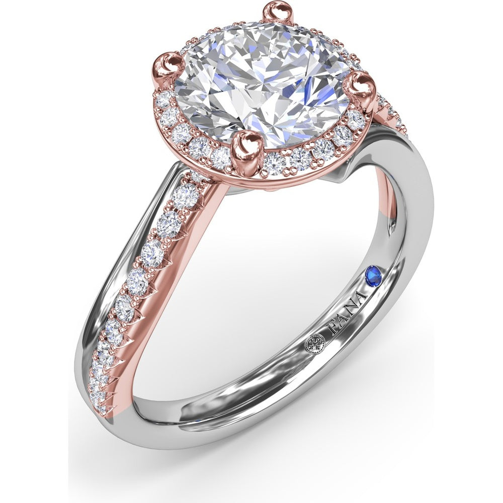 Twisted Halo Engagement Ring Setting with Round Diamonds by Fana - 0.30 Carat Total Diamond Weight
