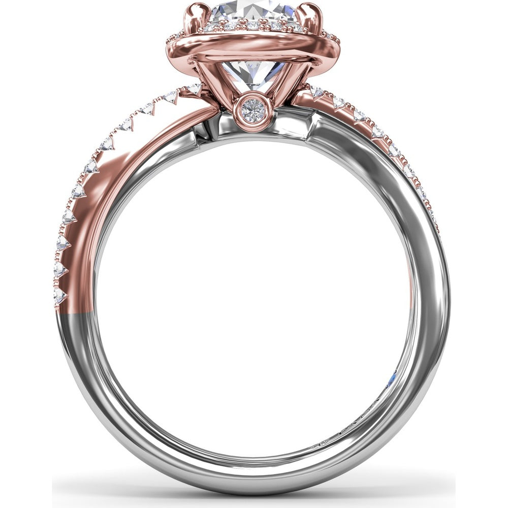 Twisted Halo Engagement Ring Setting with Round Diamonds by Fana - 0.30 Carat Total Diamond Weight