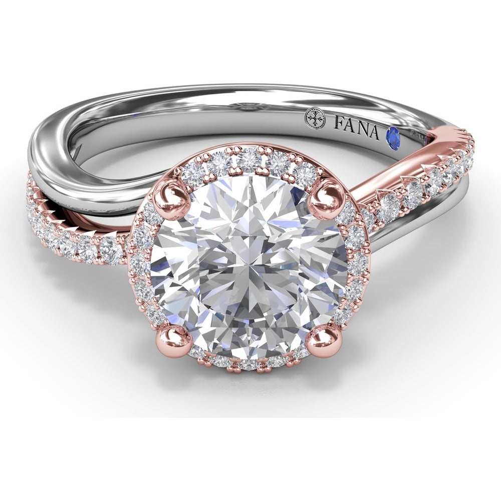 Twisted Halo Engagement Ring Setting with Round Diamonds by Fana - 0.30 Carat Total Diamond Weight