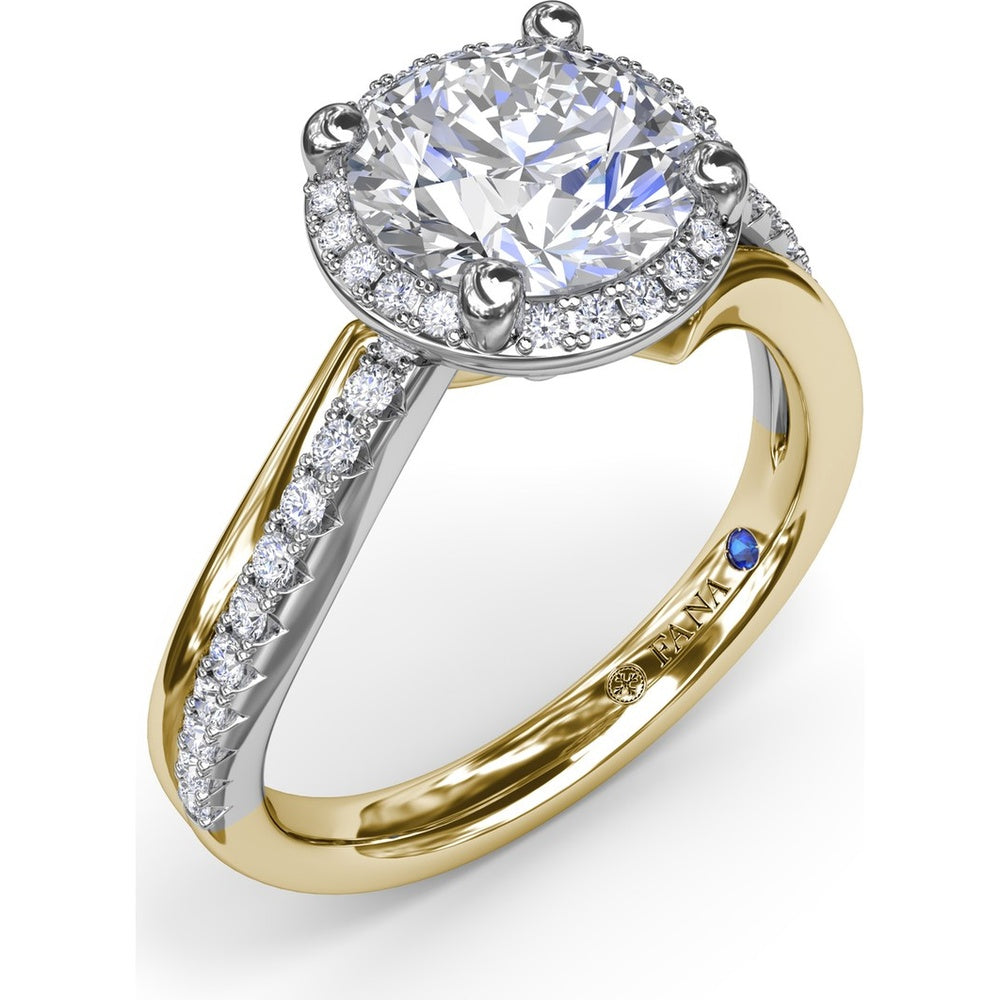Twisted Halo Engagement Ring Setting with Round Diamonds by Fana - 0.30 Carat Total Diamond Weight