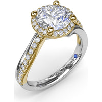 Twisted Halo Engagement Ring Setting with Round Diamonds by Fana - 0.30 Carat Total Diamond Weight