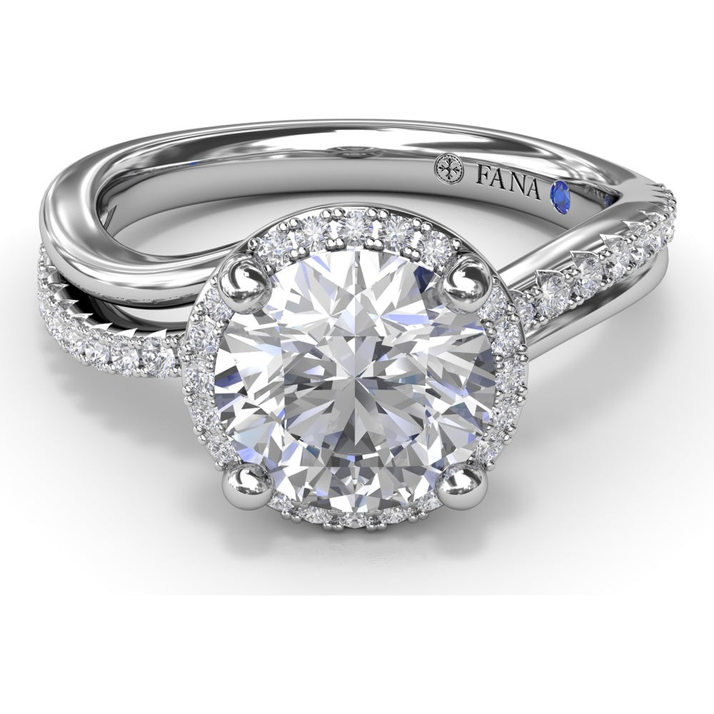 Twisted Halo Engagement Ring Setting with Round Diamonds by Fana - 0.30 Carat Total Diamond Weight