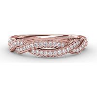 Twisted Milgrain Diamond Band with Pavé-Set Round Diamonds by Fana - 0.29 Carat Total Diamond Weight