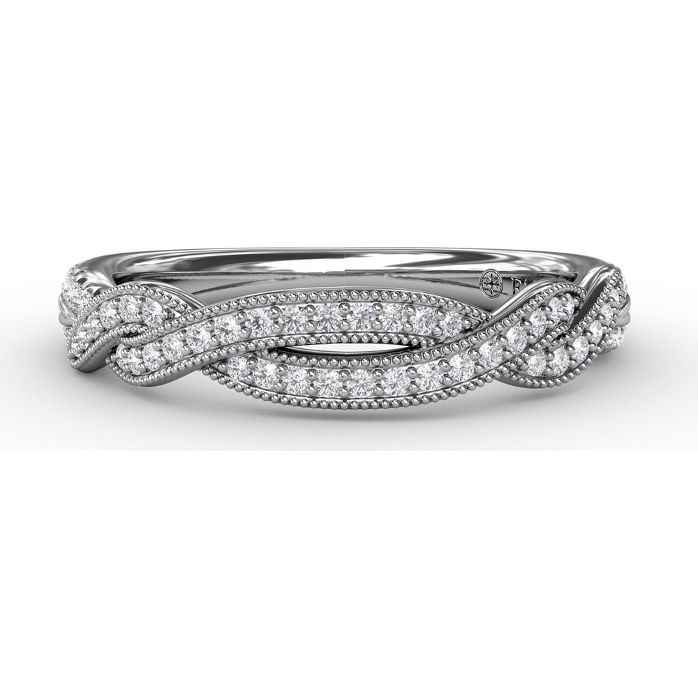 Twisted Milgrain Diamond Band with Pavé-Set Round Diamonds by Fana - 0.29 Carat Total Diamond Weight