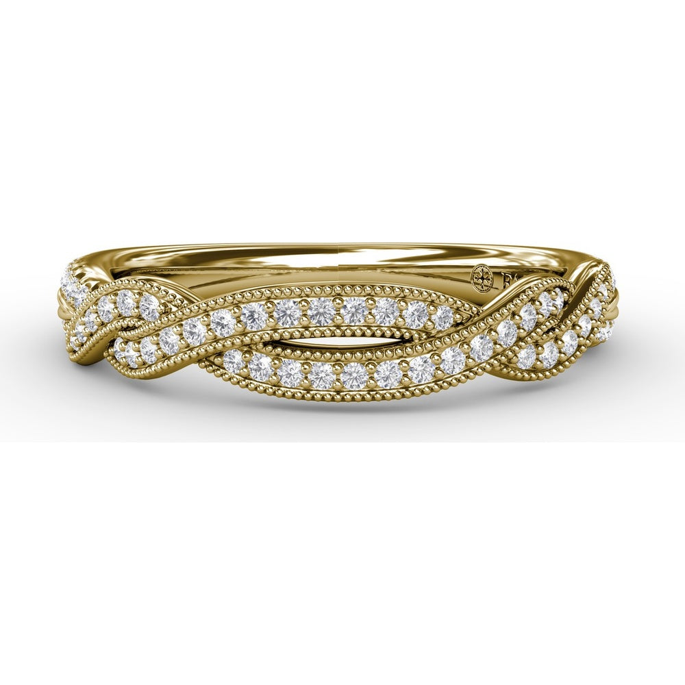 Twisted Milgrain Diamond Band with Pavé-Set Round Diamonds by Fana - 0.29 Carat Total Diamond Weight