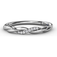 Twisted Openwork Diamond Wedding Band with Pavé-Set Round Diamonds by Fana - 0.03 Carat Total Diamond Weight
