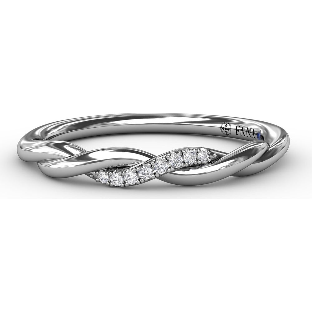 Twisted Openwork Diamond Wedding Band with Pavé-Set Round Diamonds by Fana - 0.03 Carat Total Diamond Weight