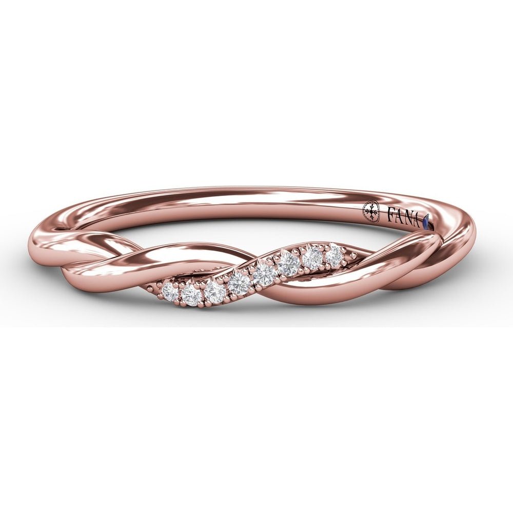 Twisted Openwork Diamond Wedding Band with Pavé-Set Round Diamonds by Fana - 0.03 Carat Total Diamond Weight