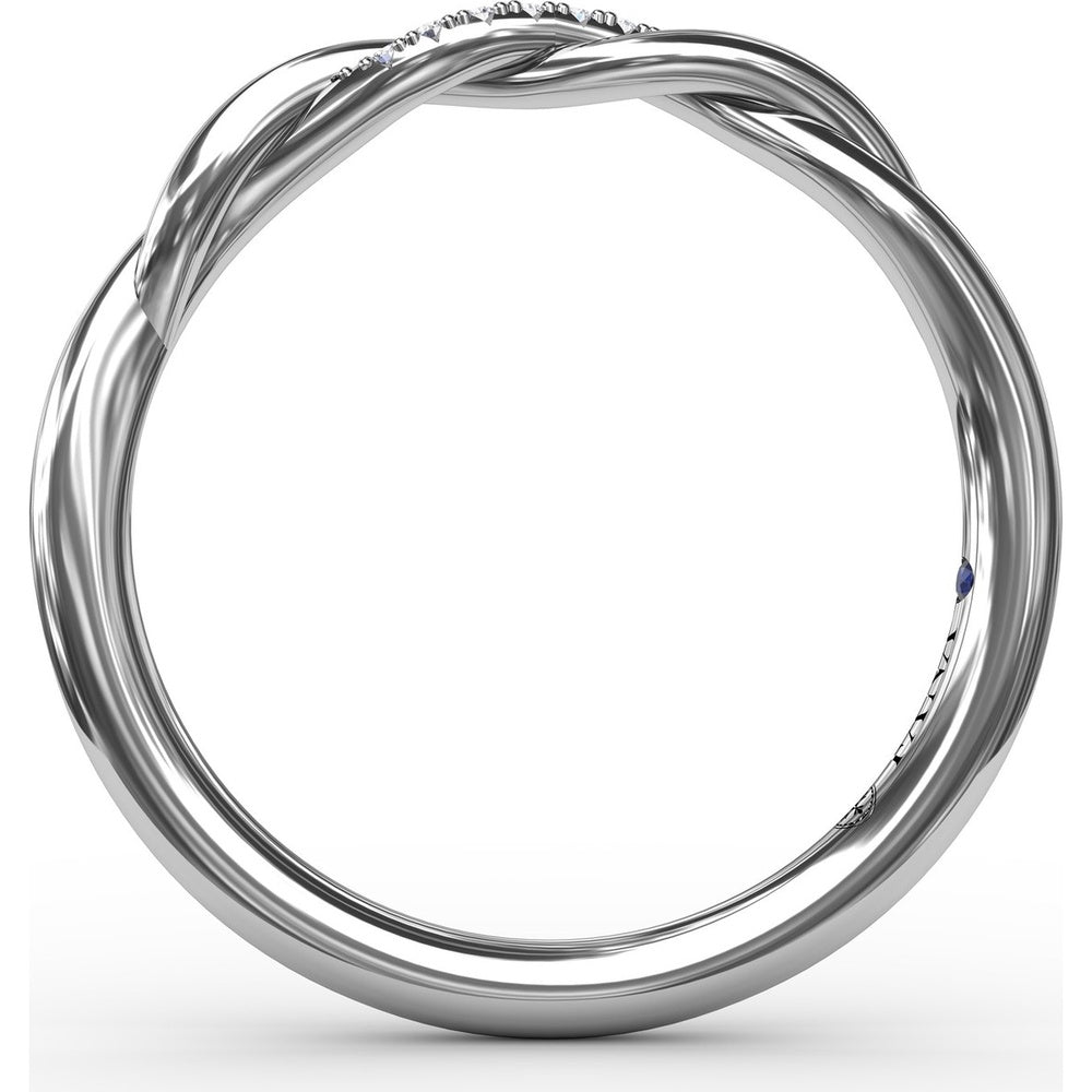 Twisted Openwork Diamond Wedding Band with Pavé-Set Round Diamonds by Fana - 0.03 Carat Total Diamond Weight