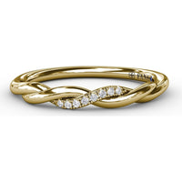 Twisted Openwork Diamond Wedding Band with Pavé-Set Round Diamonds by Fana - 0.03 Carat Total Diamond Weight