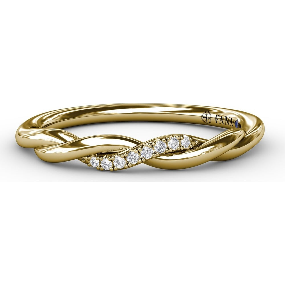 Twisted Openwork Diamond Wedding Band with Pavé-Set Round Diamonds by Fana - 0.03 Carat Total Diamond Weight