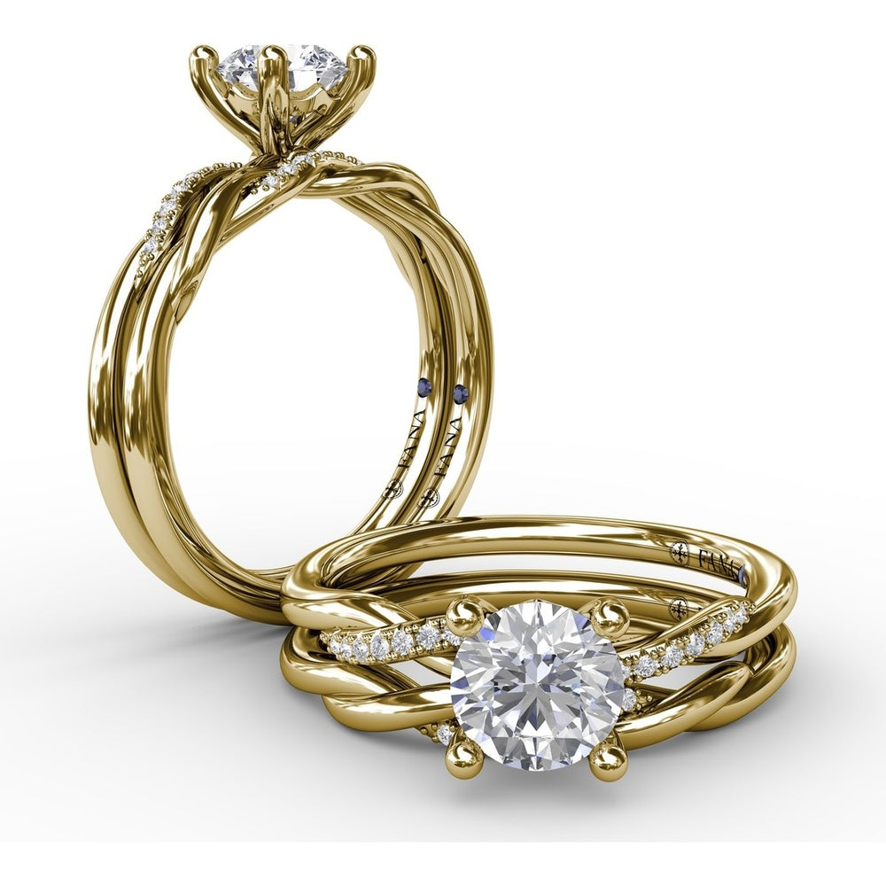 Twisted Openwork Diamond Wedding Band with Pavé-Set Round Diamonds by Fana - 0.03 Carat Total Diamond Weight