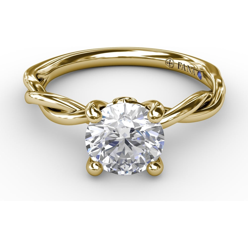 Twisted Openwork Engagement Ring Setting with Four-Prong Round Head and Bezel-Set Peek-a-Boo Diamond by Fana
