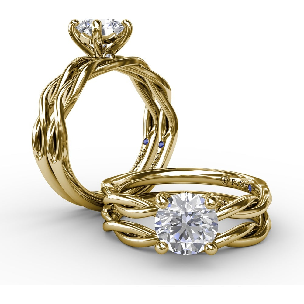 Twisted Openwork Engagement Ring Setting with Four-Prong Round Head and Bezel-Set Peek-a-Boo Diamond by Fana