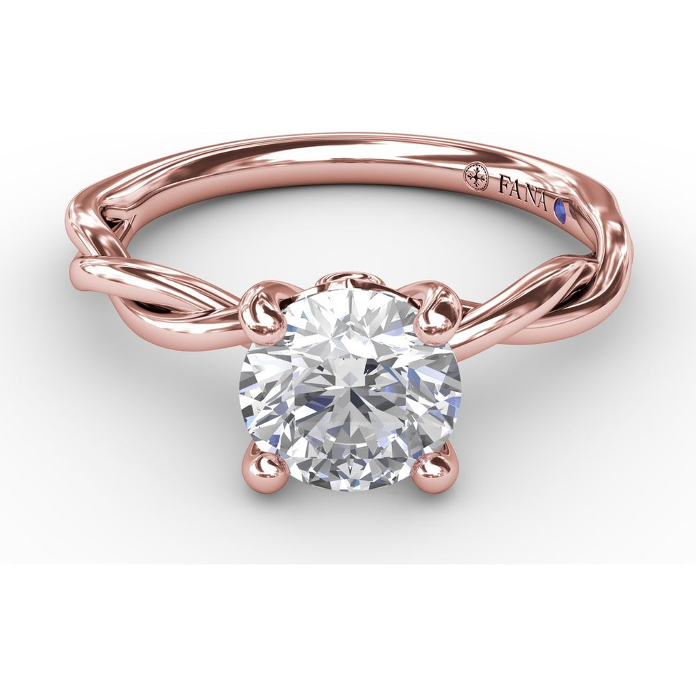 Twisted Openwork Engagement Ring Setting with Four-Prong Round Head and Bezel-Set Peek-a-Boo Diamond by Fana