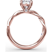 Twisted Openwork Engagement Ring Setting with Four-Prong Round Head and Bezel-Set Peek-a-Boo Diamond by Fana