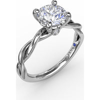 Twisted Openwork Engagement Ring Setting with Four-Prong Round Head and Bezel-Set Peek-a-Boo Diamond by Fana