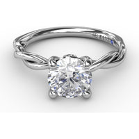 Twisted Openwork Engagement Ring Setting with Four-Prong Round Head and Bezel-Set Peek-a-Boo Diamond by Fana
