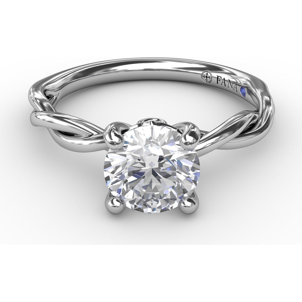 Twisted Openwork Engagement Ring Setting with Four-Prong Round Head and Bezel-Set Peek-a-Boo Diamond by Fana