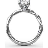 Twisted Openwork Engagement Ring Setting with Four-Prong Round Head and Bezel-Set Peek-a-Boo Diamond by Fana