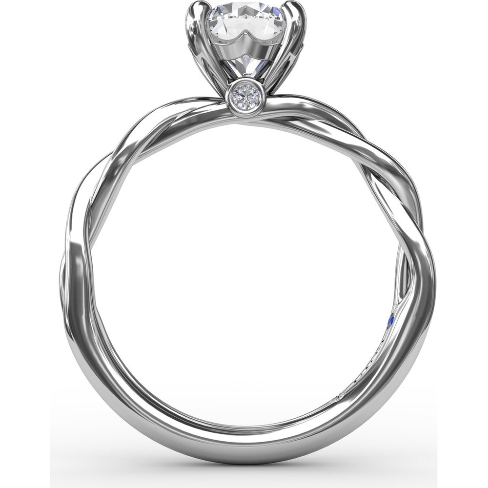 Twisted Openwork Engagement Ring Setting with Four-Prong Round Head and Bezel-Set Peek-a-Boo Diamond by Fana