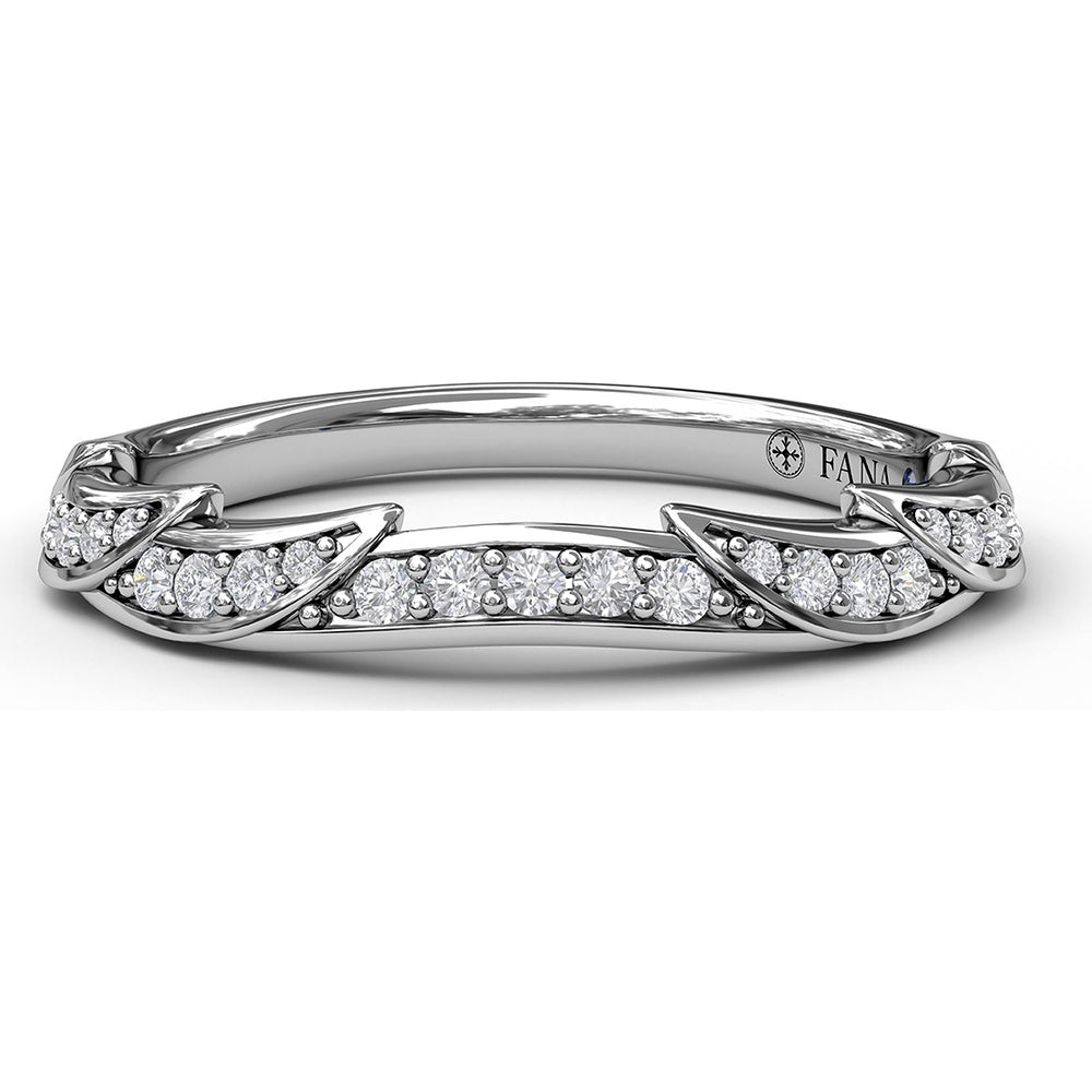 Twisted Pavé Diamond Wedding Band with Round Diamonds by Fana - 0.16 Carat Total Diamond Weight