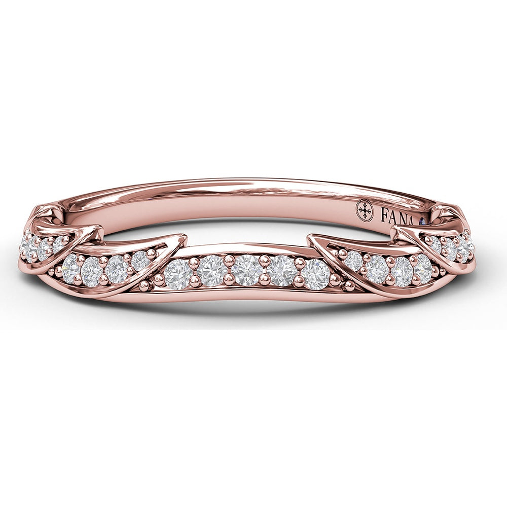 Twisted Pavé Diamond Wedding Band with Round Diamonds by Fana - 0.16 Carat Total Diamond Weight