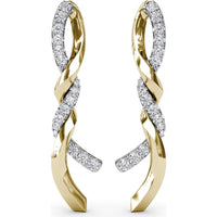 Twisted Ribbon Hoop Earrings with Pavé Set Round Diamonds by Fana - 0.82 Carat Total Diamond Weight