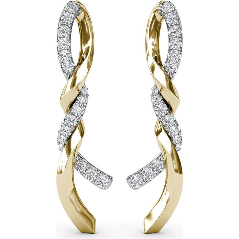 Twisted Ribbon Hoop Earrings with Pavé Set Round Diamonds by Fana - 0.82 Carat Total Diamond Weight