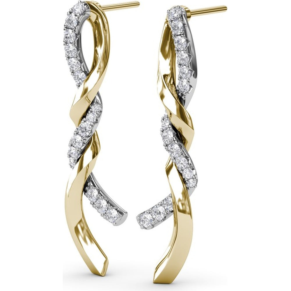 Twisted Ribbon Hoop Earrings with Pavé Set Round Diamonds by Fana - 0.82 Carat Total Diamond Weight