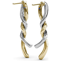 Twisted Ribbon Hoop Earrings with Pavé Set Round Diamonds by Fana - 0.82 Carat Total Diamond Weight