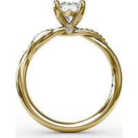 Twisted Shank Solitaire Engagement Ring Setting with Pavé Diamonds and Surprise Accent by Fana - 0.07 Carat Total Diamond Weight