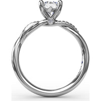 Twisted Shank Solitaire Engagement Ring Setting with Pavé Diamonds and Surprise Accent by Fana - 0.07 Carat Total Diamond Weight