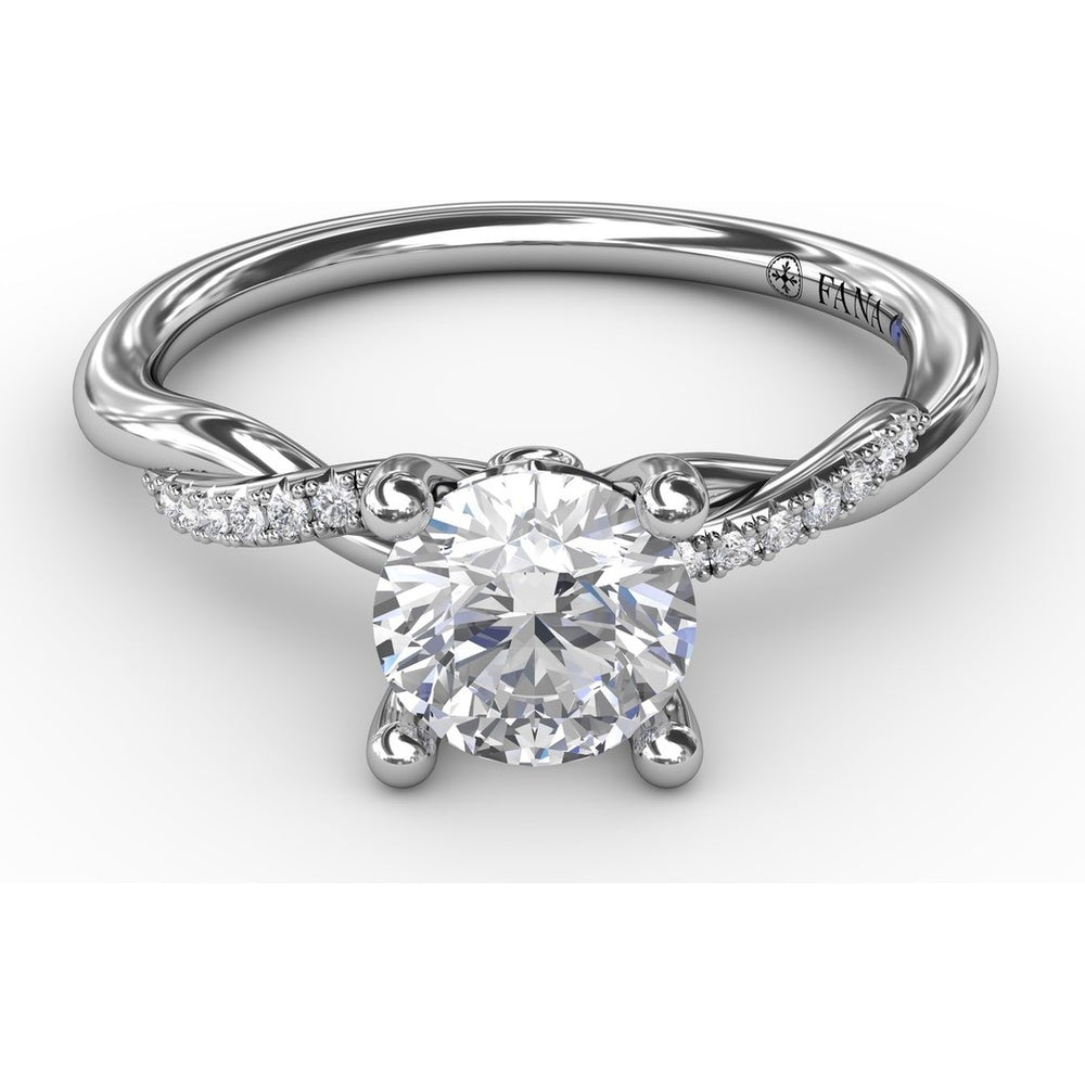 Twisted Shank Solitaire Engagement Ring Setting with Pavé Diamonds and Surprise Accent by Fana - 0.07 Carat Total Diamond Weight