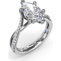 Twisted Split Shank Engagement Ring Setting with Alternating Pavé Diamonds by Fana - 0.19 Carat Total Diamond Weight