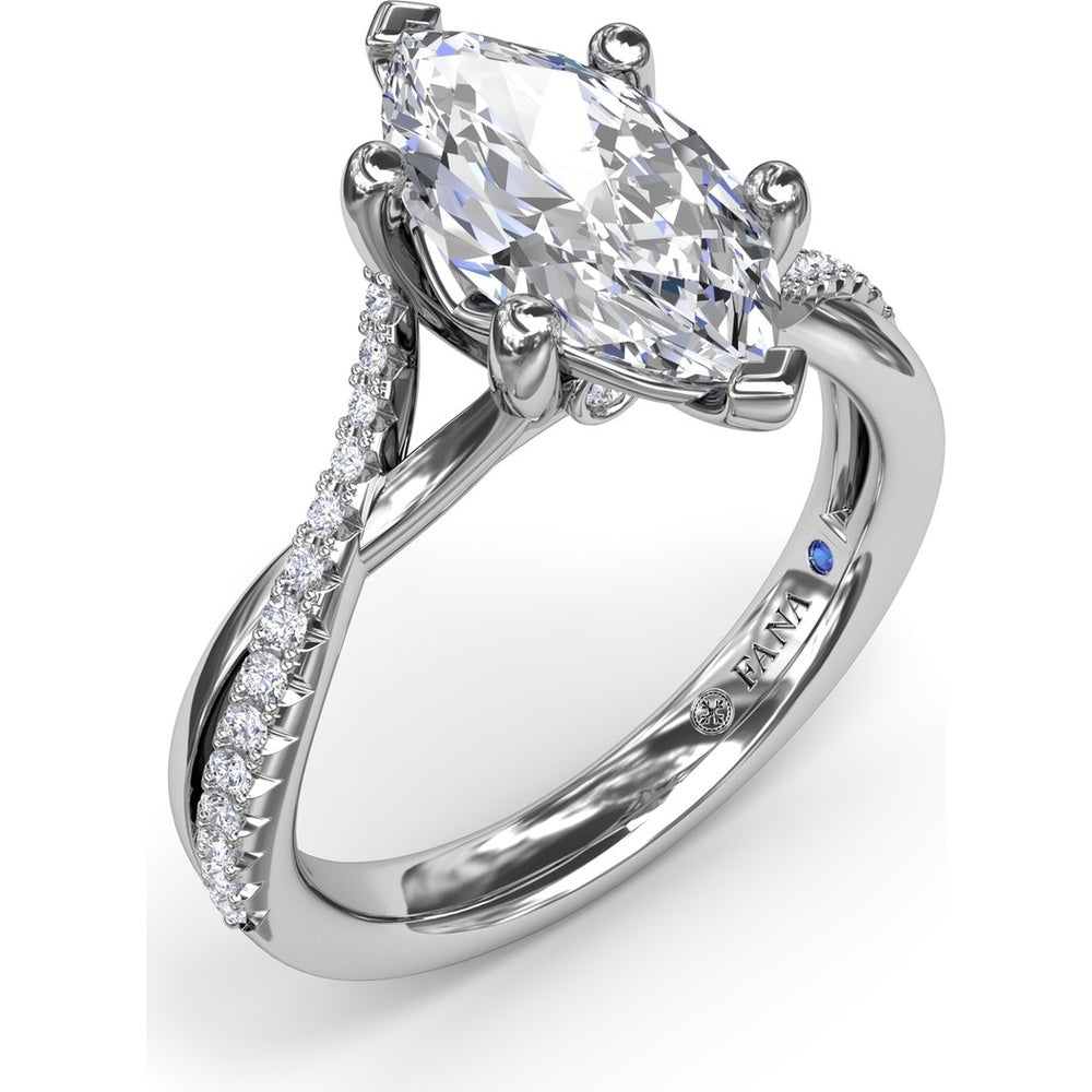 Twisted Split Shank Engagement Ring Setting with Alternating Pavé Diamonds by Fana - 0.19 Carat Total Diamond Weight