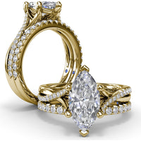 Twisted Split Shank Engagement Ring Setting with Alternating Pavé Diamonds by Fana - 0.19 Carat Total Diamond Weight