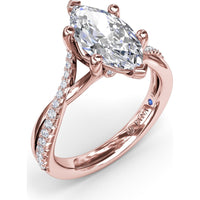 Twisted Split Shank Engagement Ring Setting with Alternating Pavé Diamonds by Fana - 0.19 Carat Total Diamond Weight